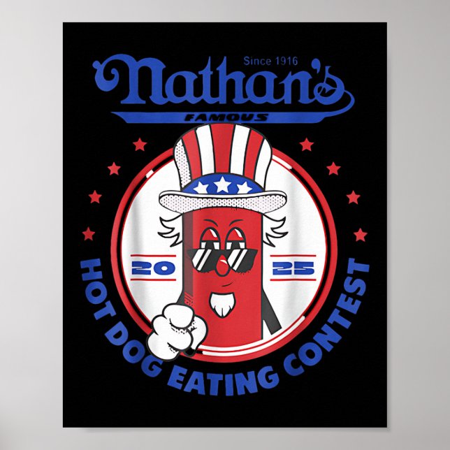 2025 Rolig Nathans Berömda 2025 Hot Dog Eating Con Poster (Framsidan)