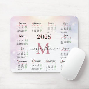 2025 Rosa Blommigt Calendar Anpassningsbar Photo Musmatta