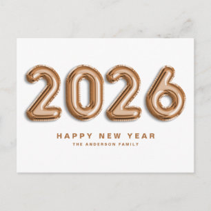 2025 Rosa Guld Mylarballonger Gott Nytt År Helg Vykort