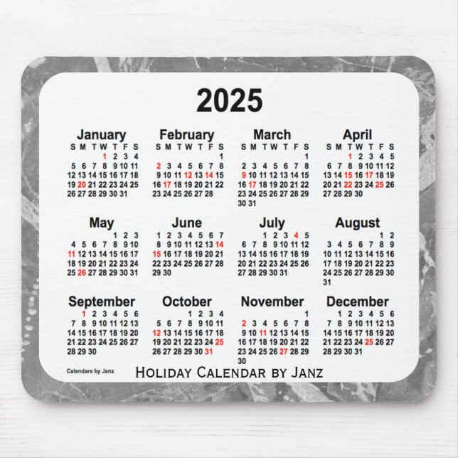 2025 Silver Art Calendar av Janz Mouse Pad Musmatta (Framsidan)