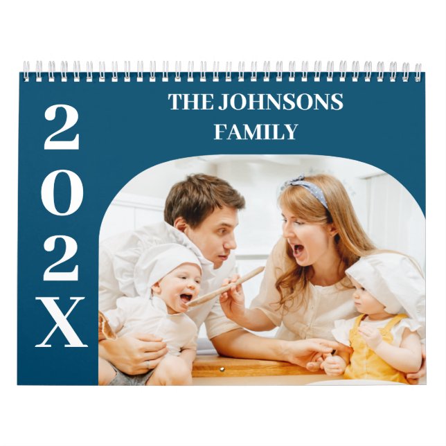 2025 Simple Modern Anpassningsbar 14-fotofamilj Kalender (Omslag)