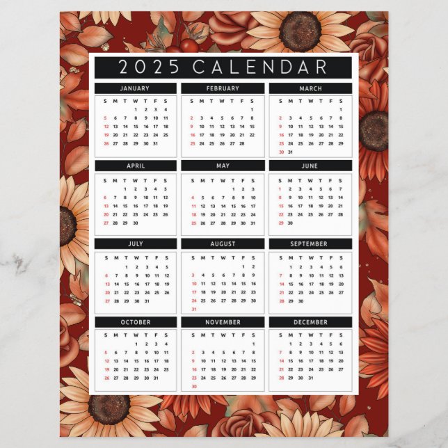 2025: Solrosbondekalender - Året på en titt Reklamblad (Framsidan)