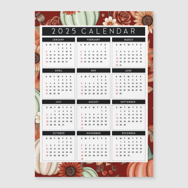 2025 Solrosboner Kalender - Året på en gång (Framsida)