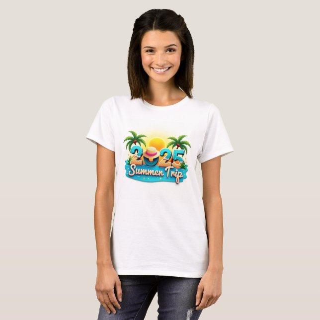 2025 Sommarresa 🌴 Färgglada Beach Theme T-shirt (Hel framsida)
