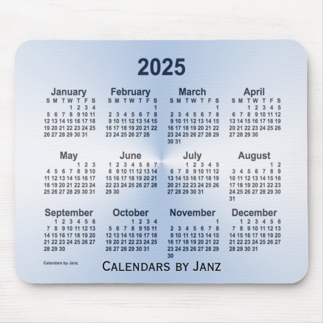 2025 Stålblå kalender av Janz Mouse Pad Musmatta (Framsidan)