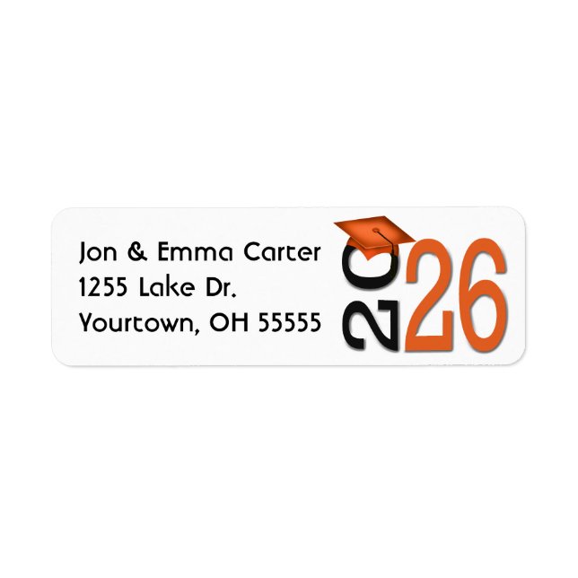 2025 Studenten Black and Orange School Färg Returadress Etikett (Framsidan)