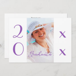 2025 Studenten foto Modern Violet Script Inbjudningar