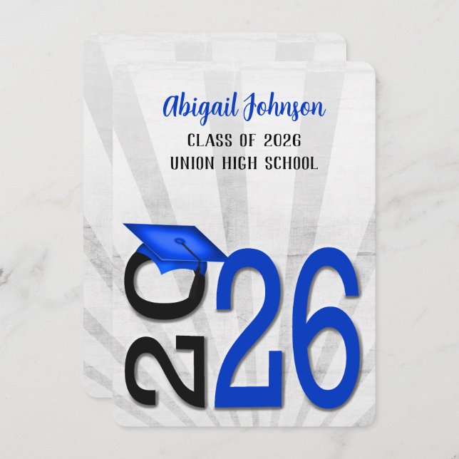 2025 Studenten i Blue and Black School Färg Inbjudningar (Fram/baksida)