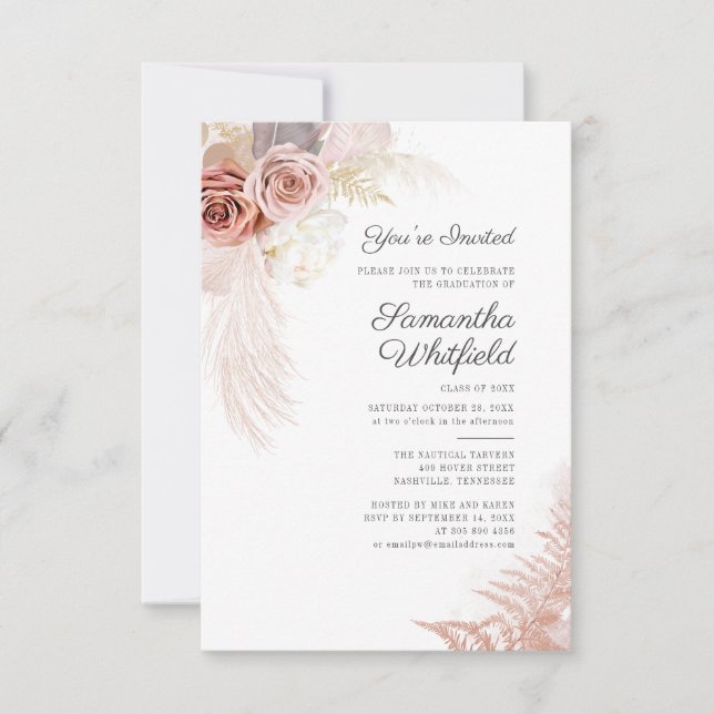 2025 Studenten Pampas Grass Grad Party Inbjudningar (Framsida)