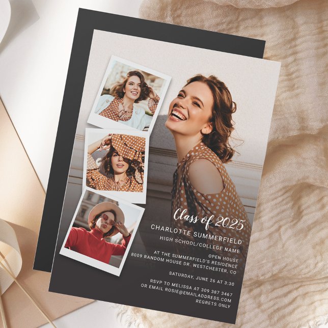 2025 Studenten Photos Grad Open House Magnetisk Inbjudningskort (2025 Graduation Photos Grad Open House Magnetic Invitation)