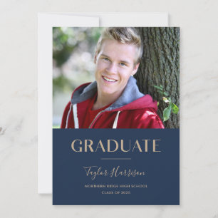 2025 Studentfesten Student marinblått och Guld Inbjudningar