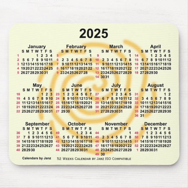 2025 Sunny Days 52 veckor ISO Calendar av Janz Musmatta (Framsidan)