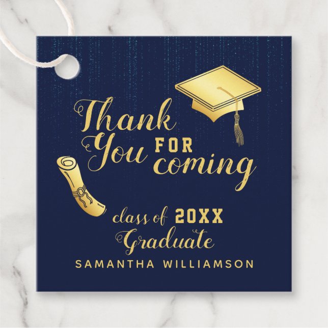 2025 Tack, blå vitklass Gåvor Etiketter (Framsida)