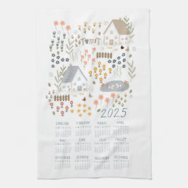 2025 Tea Towel Calendar Land Wildblomma Garden Kökshandduk
