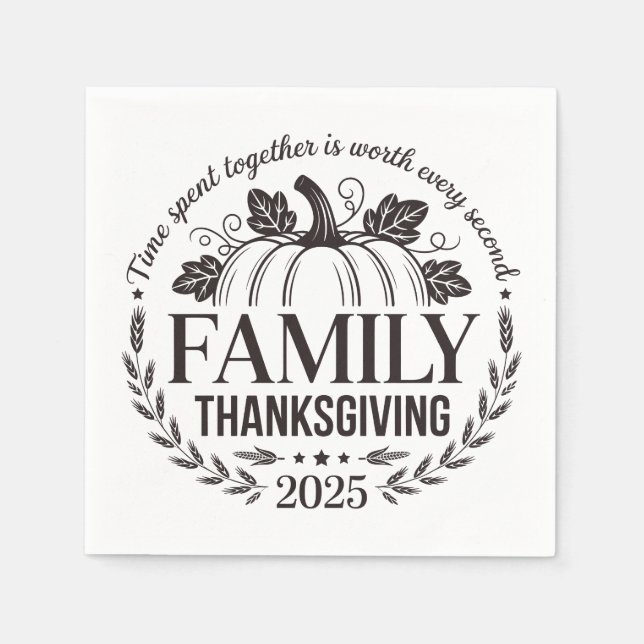2025 Thanksgiving Familj Minnessak Design Pappersservett (Framsidan)