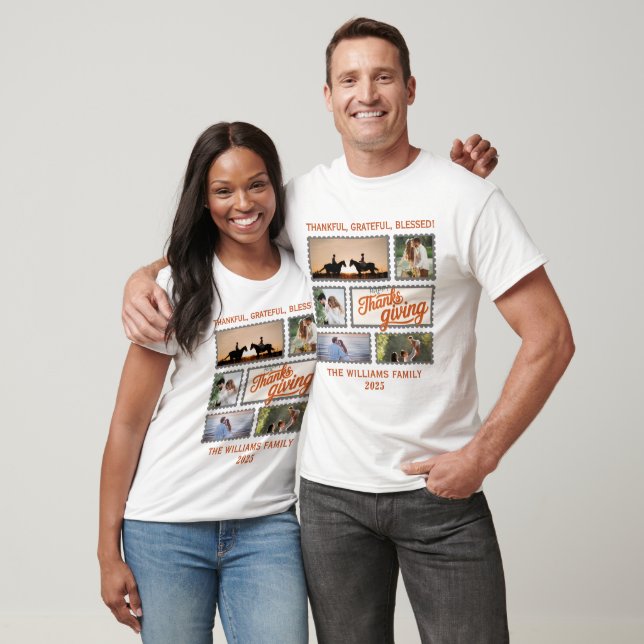 2025-Thanksgivingens matchning mellan Photo Collag T Shirt (Unisex)