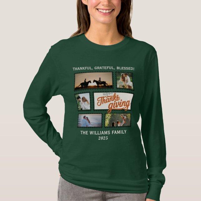 2025-Thanksgivingens matchning mellan Photo Collag T Shirt (Framsida)