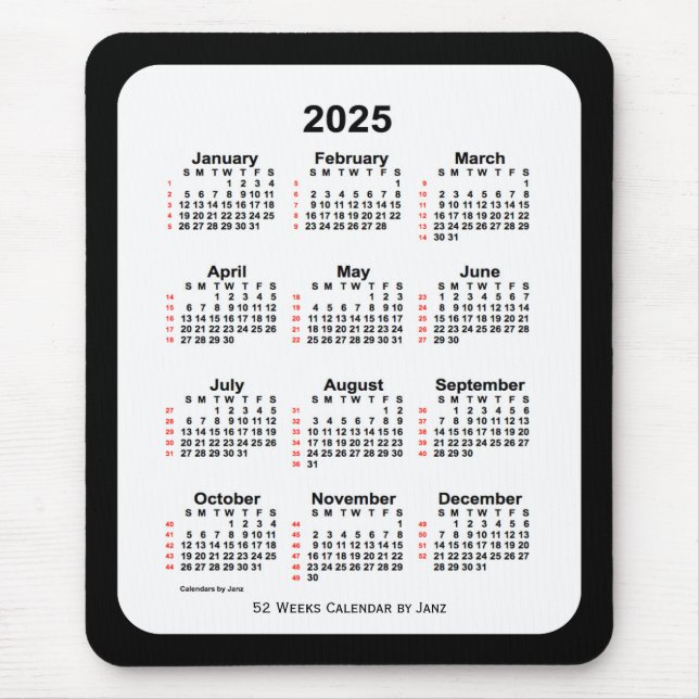 2025 Två svarta tonveckokalender från Janz Musmatta (Framsidan)