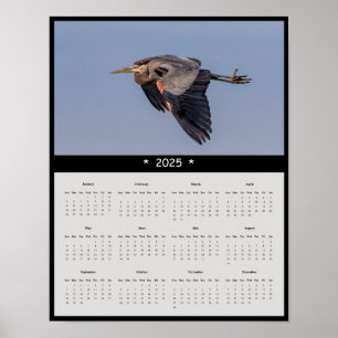 2025 Underbar Blue Heron Wall Calendar Poster