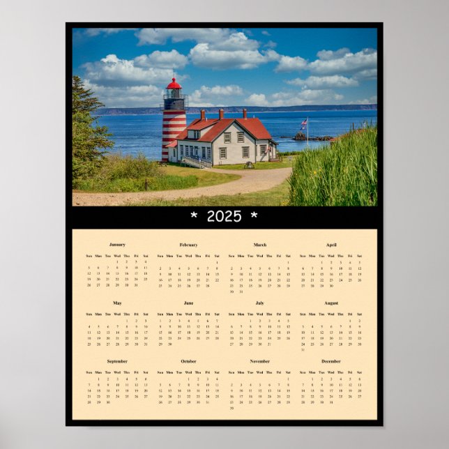 2025 Väster Quoddy Head Lighthouse-väggkalender Poster (Framsidan)