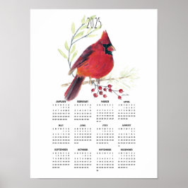 2025 Vibrant Red Cardinal Poster kalender