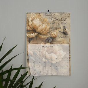 2025-Vintagens Blommigt, skräppost Journal Kalender