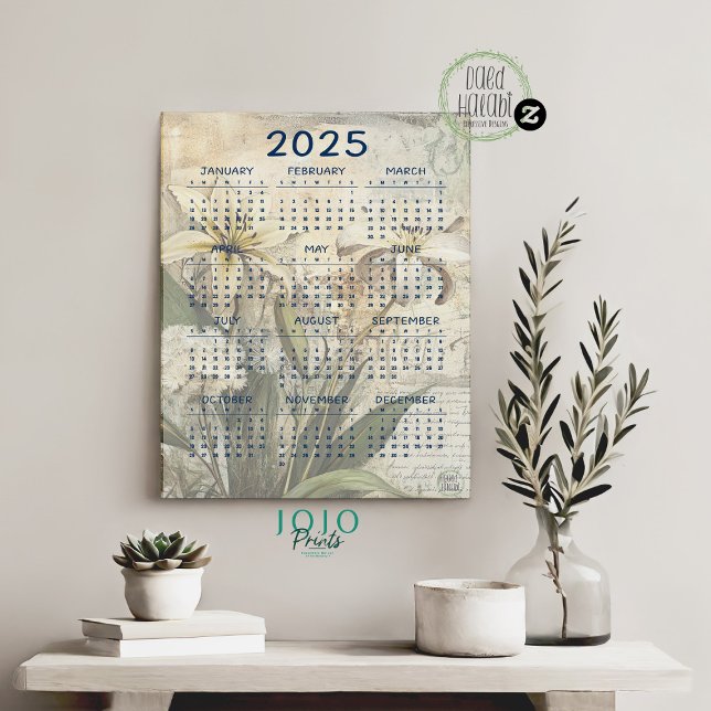 2025-Vintagens Blommigt, skräppost Journal Poster (2025 Vintage Floral Junk Journal Poster)