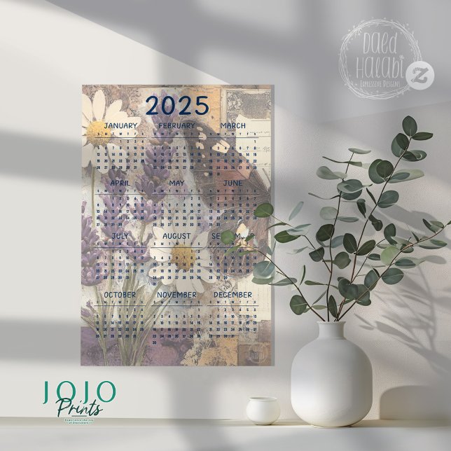 2025-Vintagens Blommigt, skräppost Journal Poster (2025 Vintage Floral Junk Journal Poster)