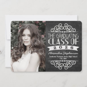 2025-Vintagens Chalkboard Studenten-foto Inbjudningar