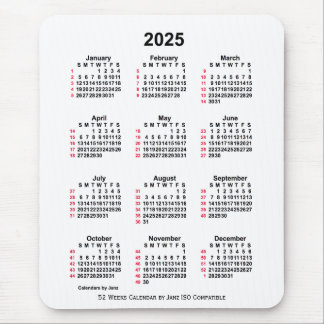 2025 Vit 52 veckor ISO-kalender från Janz Musmatta