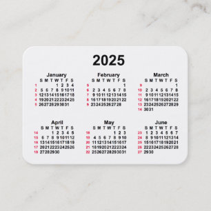 2025 Vit 52-veckors ISO-kalender från Janz Visitkort