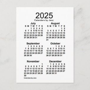 2025 Vit 6 månaders mini-kalender av Janz Vykort