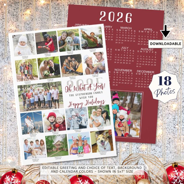 2025 What A Year 18 Bilder Textning 2026 Kalender Julkort (Skapare uppladdad)