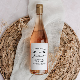 2025 White Black Script Cap Studenten Vinflaska Etikett