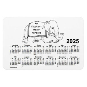 2025 White Elephant Calendar av Janz 4x6 Magnet