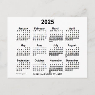 2025 White Mini Calendar från Janz Vykort