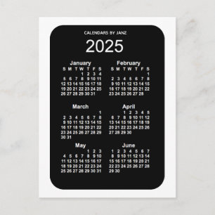 2025 White Neon 6 Month Mini Calendar från Janz Vykort