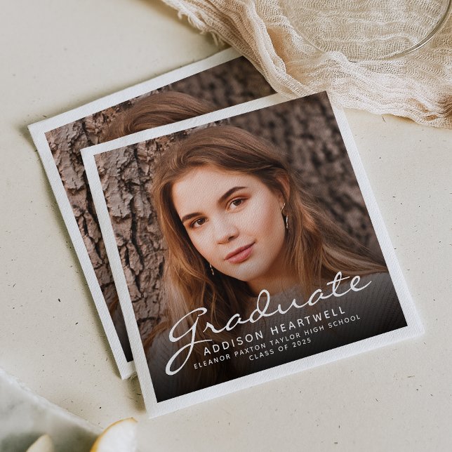 2025 White Script Photo Studentfest Pappersservett (Skapare uppladdad)