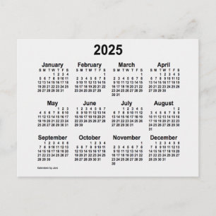 2025 White Smoke Mini Kalender av Janz Vykort