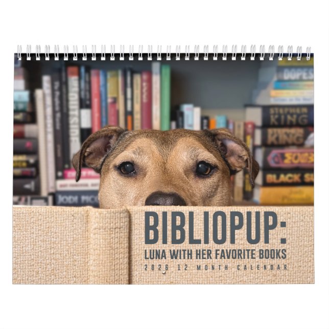 2026 12 månaders kalender BiblioPup: Luna & Böcker (Omslag)