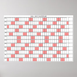 2026 - 2027 Akademisk års väggplaneringskalender Poster