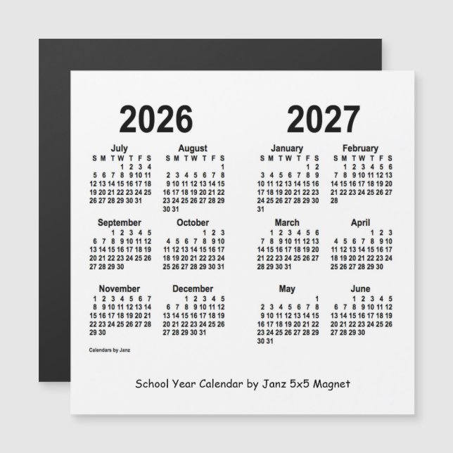 2026-2027 års vitbokskalender från Janz (Fram/baksida)