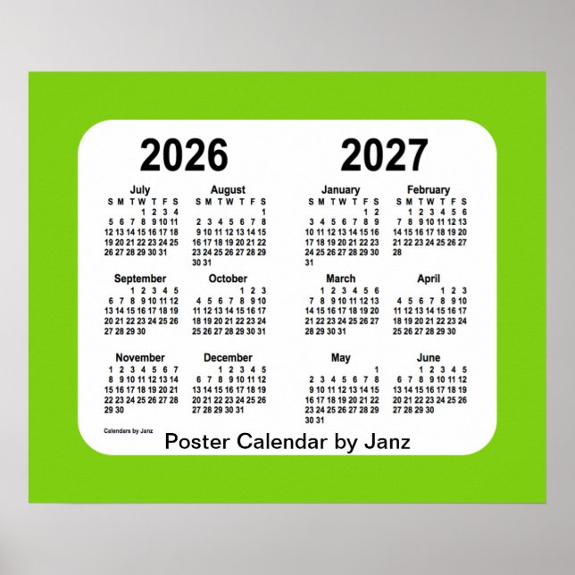 2026-2027 Grönt skolkalender från Janz Poster (Framsidan)