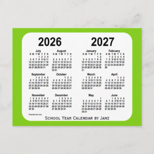 2026-2027 Gul Grön Skolkalender av Janz Vykort