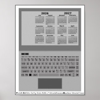2026=2027 Kalender Skolår Bärbar Dator Tangentbord Poster