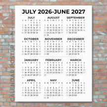 2026-2027 Läsårs kalender Minimalistisk Vägg