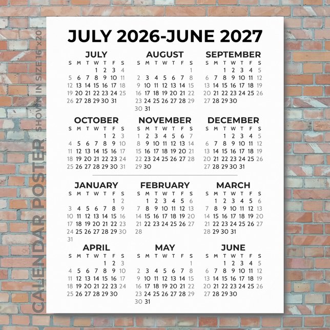 2026-2027 Läsårs kalender Minimalistisk Vägg Poster (Skapare uppladdad)