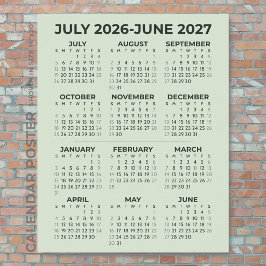 2026-2027 Läsårs kalender Sage Green Vägg Poster