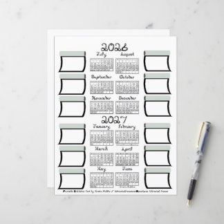 2026-2027 Läsårs kalender Tyg Font & Bultar