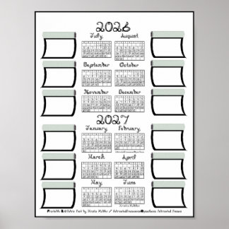 2026-2027 Läsårs kalender Tyg Font & Bultar Poster